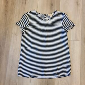 Michael Kors Navy and White Striped Short Sleeve Top